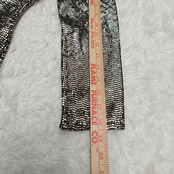 Anne Klein Women's Gold Sequin Deep V Long Sleeve Blouse Size S - Picture 6 of 10